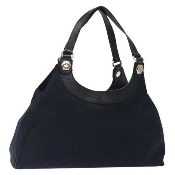 GUCCI GG Canvas Shoulder Bag Black Gold - Picture 1 of 16
